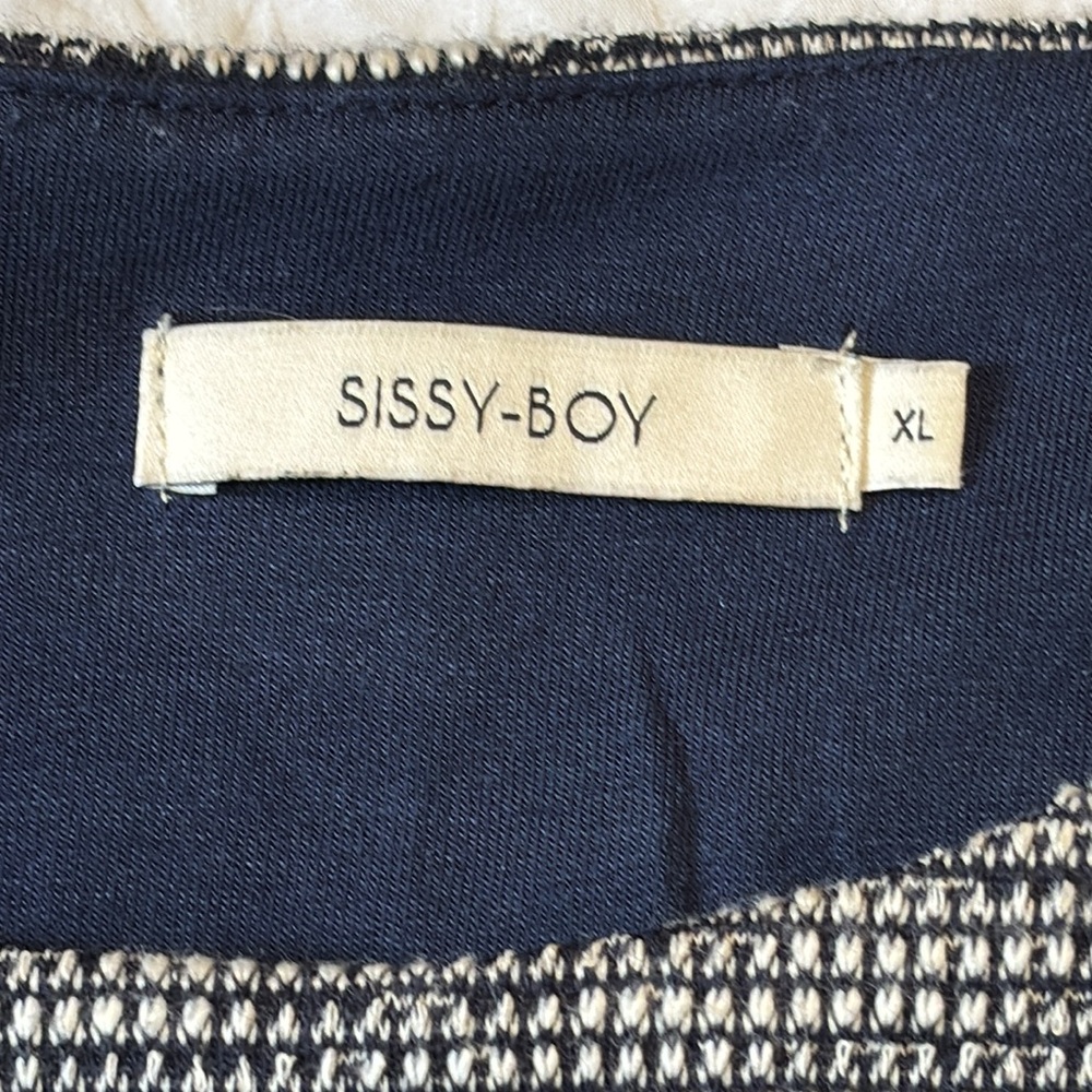 Sissy-Boy Manoa Waffle Pullover Top, Navy/White Short Sleeve, XL, EUC, cotton - Picture 10 of 14